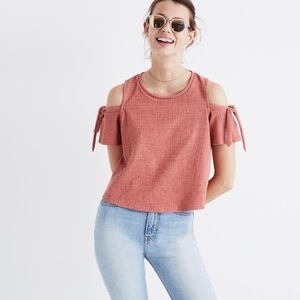 Madewell Skylark Cold-Shoulder Top Beige